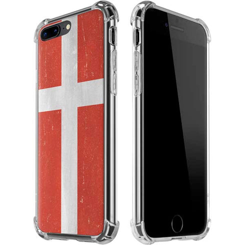 Denmark Flag Distressed iPhone 7/8 Plus Clear Case